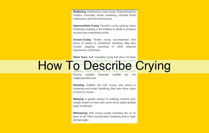 Unveiling the Multifaceted Expressions of Crying: Physical, Emotional, and Sensory Cues