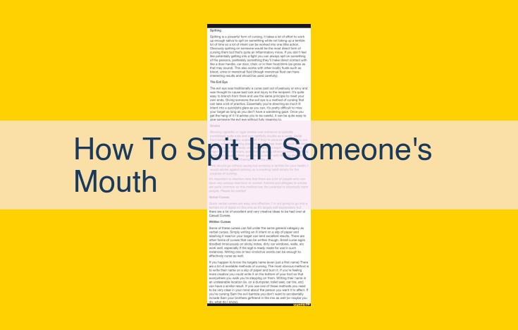 Exploring the Nexus of Spitting, Mouth, Saliva, and Disgust: Implications for Social Interactions